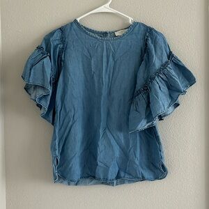 Loft ruffle denim shirt